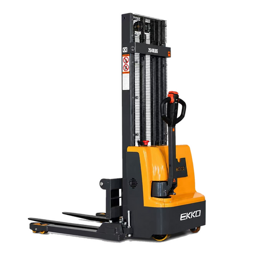 EKKO EB12E-138 Full Powered Straddle Stacker 2,640 lb Capacity, 138" Height