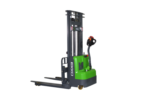 EKKO EB14CS-145LI Full Powered Straddle Stacker with Side Shift (Li-Ion)   3,000 lb Capacity