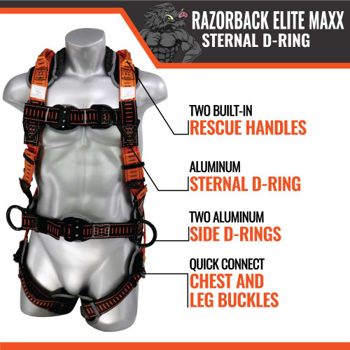 RAZORBACK ELITE MAXX STERNAL D-RING HARNESS L-XL