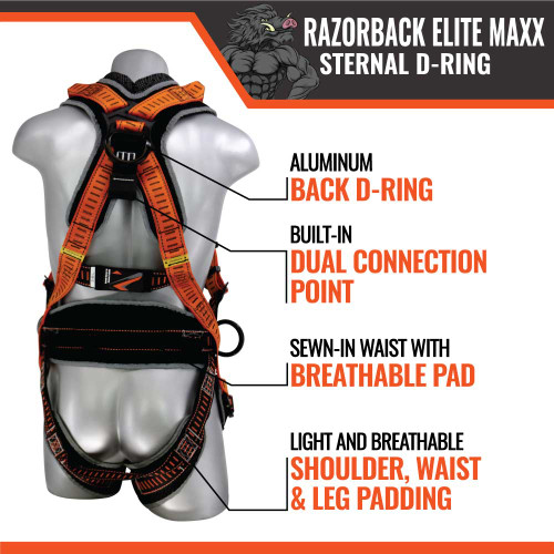 RAZORBACK ELITE MAXX STERNAL D-RING HARNESS L-XL