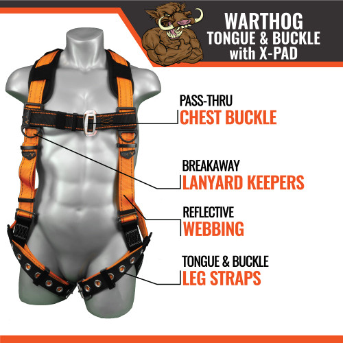 WARTHOG ® TONGUE AND BUCKLE FULL-BODY HARNESS (WITH X-PAD) 3XL