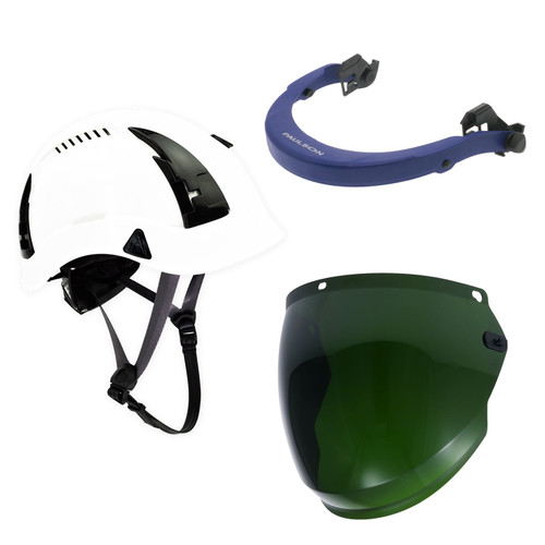 APEX Type 2 Class C with Face Shield White Gas Cutting & Welding Toric Face Shield Window, Shade 5 Green