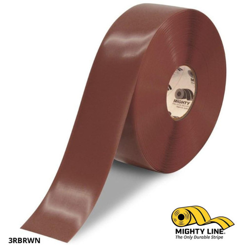 Mighty Line 3" Brown Solid Color Tape - 100' Roll - Safety Floor Tape