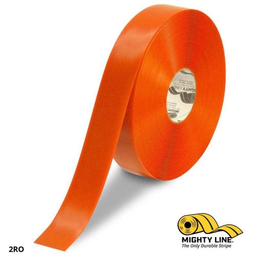 Mighty Line 2" Orange Solid Color Tape - 100' Roll - Safety Floor Tape