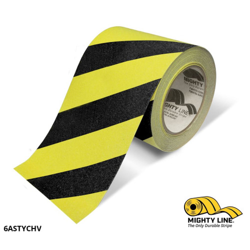 Mighty Line 6" Yellow with Black Chevrons AntiSlip Floor Tape - 60' Roll