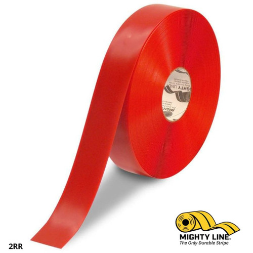 Mighty Line 2" Red Solid Color Tape - 100' Roll - Safety Floor Tape