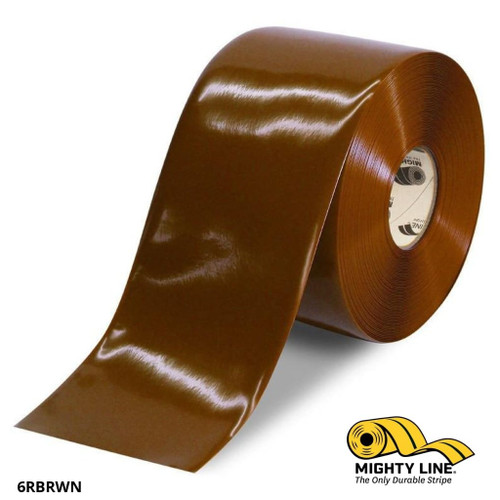 Mighty Line 6" Brown Solid Color Tape - 100' Roll - Safety Floor Tape