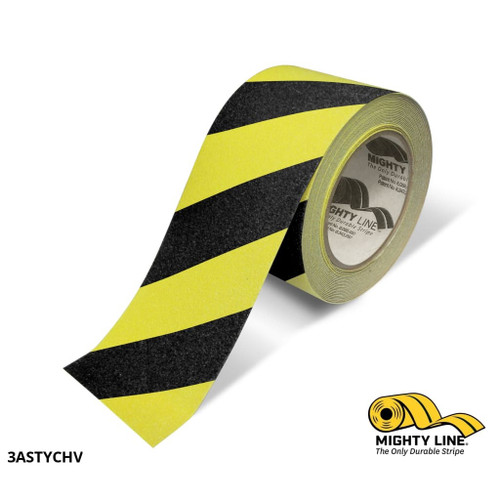 Mighty Line 3" Yellow with Black Chevrons AntiSlip Floor Tape - 60' Roll
