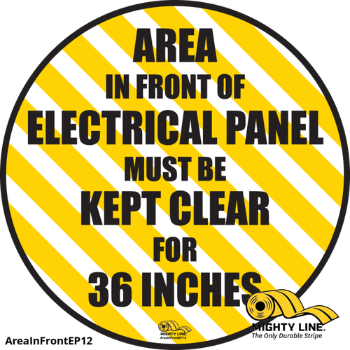 16" Wide Keep Area infront of Electrical Panel Mighty Line Floor Sign, Industrial Strength