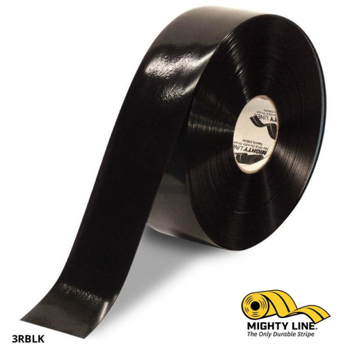 Mighty Line 3" Black Solid Color Tape - 100' Roll - Safety Floor Tape