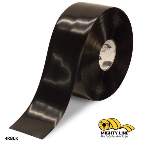 Mighty Line 4" Black Solid Color Tape - 100' Roll - Safety Floor Tape
