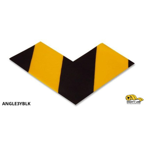 Mighty Line 3" Wide Solid Yellow Angle with Black Chevrons - Pack of 100 - Safety Floor Tape & Floor Marking