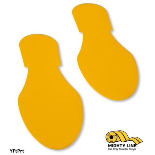 Mighty Line Solid Colored Yellow Footprint - Pack of 50 - Floor Marking