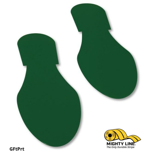 Mighty Line Solid Colored Green Footprint - Pack of 50 - Floor Marking