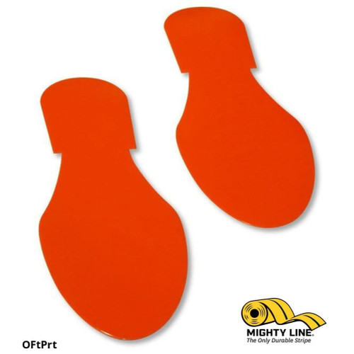 Mighty Line Solid Colored Orange Footprint - Pack of 50 - Floor Marking