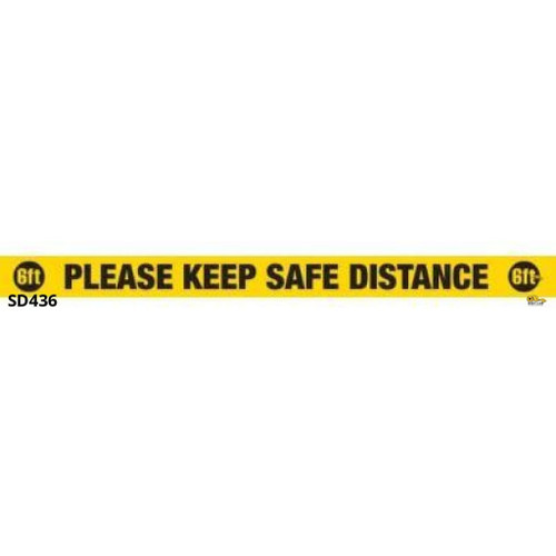 Mighty Line Please Keep Safe Distance 6' - 4" x 36" Segments Pack of 10