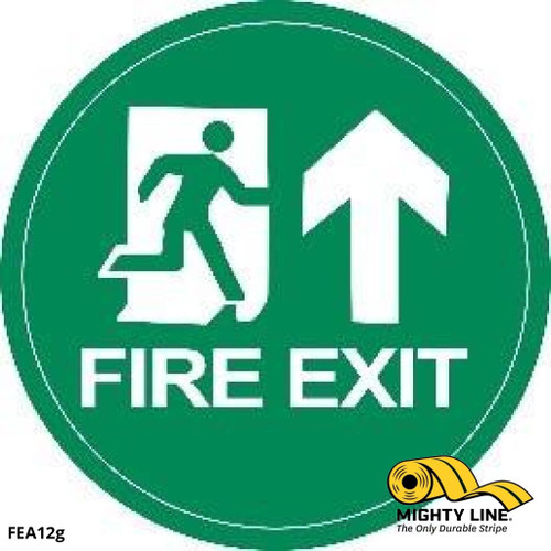 12" Green Fire Exit Floor Sign