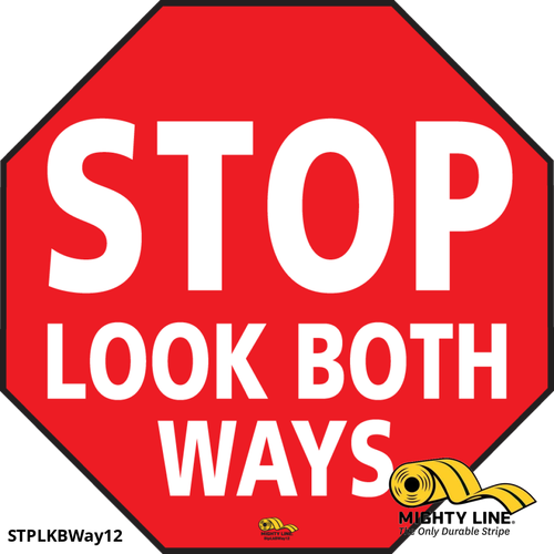 24" Stop Look Both Ways Floor Signs