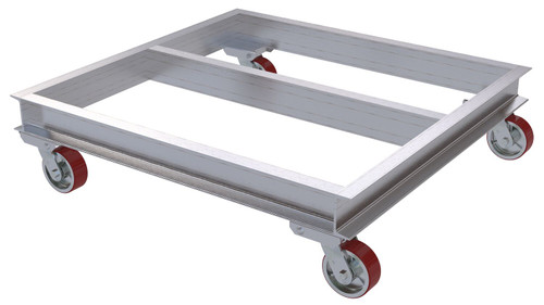 Vestil Aluminum Channel Dolly - 40 In. x 42 In. Deck with Poly-On-Steel Casters 2,000 lb - Silver