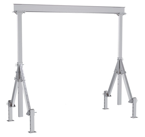 Vestil Aluminum Adjustable Height Gantry Crane With Adjustable Leveling Option - 12 Ft. Wide x 12 Ft. Max Usable Height 4,000 lb - Silver