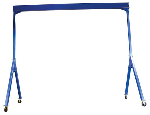 Vestil Steel Adjustable Height Gantry Crane with Phenolic Casters - 20 Ft. Wide x 16 Ft. Max Usable Height 8,000 lb - Blue