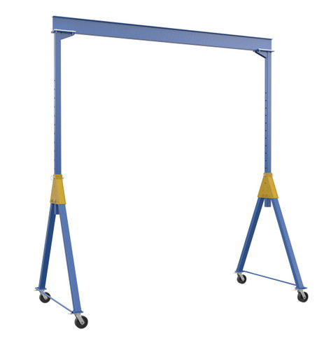 Vestil Steel Knock-Down Adjustable Height Gantry Crane with Phenolic Casters - 15 Ft. Wide x 16 Ft. Max Usable Height 6,000 lb - Blue
