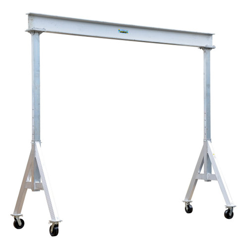 Vestil Aluminum Adjustable Height Gantry Crane with Phenolic Casters - 12 Ft. Wide x 8 Ft. Max Usable Height 6,000 lb - Silver