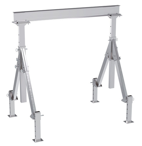Vestil Aluminum Adjustable Height Gantry Crane With Adjustable Leveling Option - 8 Ft. Wide x 8 Ft. Max Usable Height 4,000 lb - Silver