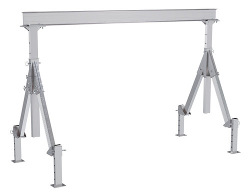Vestil Aluminum Adjustable Height Gantry Crane With Adjustable Leveling Option - 12 Ft. Wide x 8 Ft. Max Usable Height 4,000 lb - Silver