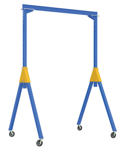 Vestil Steel Knock-Down Adjustable Height Gantry Crane with V-Groove Ductile Steel Casters - 15 Ft. Wide x 9 Ft. Max Usable Height 4,000 lb - Blue