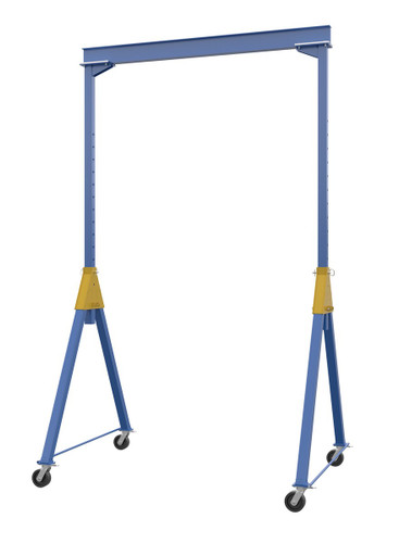 Vestil Steel Knock-Down Adjustable Height Gantry Crane with Phenolic Casters - 10 Ft. Wide x 16 Ft. Max Usable Height 6,000 lb - Blue