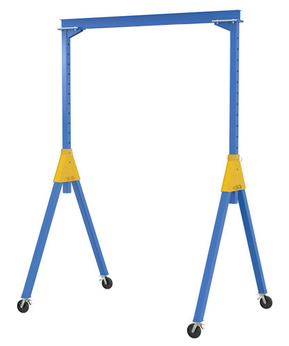 Vestil Steel Knock-Down Adjustable Height Gantry Crane with Total Locking Glass Filled Nylon Casters - 10 Ft. Wide x 12 Ft. Max Usable Height 2,000 lb - Blue