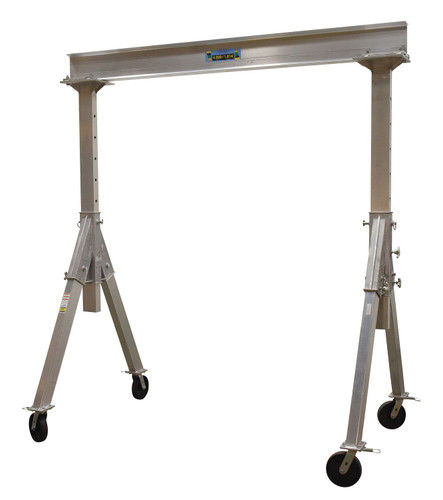 Vestil Aluminum Adjustable Height Gantry Crane with Phenolic Casters - 15 Ft. Wide x 10 Ft. Max Usable Height 4,000 lb - Silver