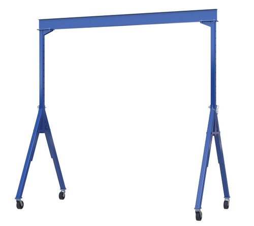 Vestil Steel Adjustable Height Gantry Crane with Phenolic Casters - 15 Ft. Wide x 12 Ft. Max Usable Height 6,000 lb - Blue