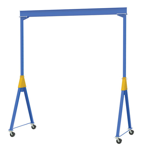 Vestil Steel Knock-Down Adjustable Height Gantry Crane with Total Locking Phenolic Casters - 15 Ft. Wide x 10 Ft. Max Usable Height 6,000 lb - Blue