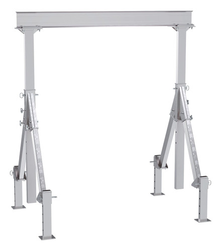 Vestil Aluminum Adjustable Height Gantry Crane With Adjustable Leveling Option - 8 Ft. Wide x 10 Ft. Max Usable Height 4,000 lb - Silver