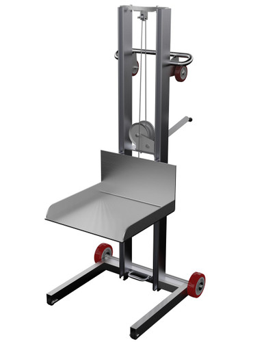 Vestil Aluminum Low Profile Lite Load Lift With Winch and Fixed Wheels - 20 In. x 20 In. Platform 400 lb - Silver