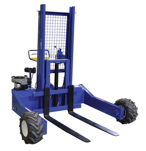 Vestil Steel 190CC Gas Powered Drive and Lift All-Terrain Pallet Truck With - 48 In. Long Adjustable Width Forks 1,000 lb - Blue