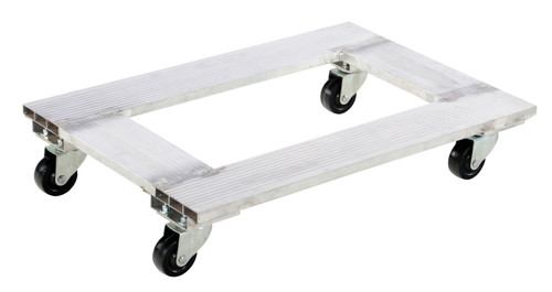 Vestil Aluminum Channel Dolly - 21 In. x 30 In. Deck with Hard Rubber Casters 900 lb - Silver