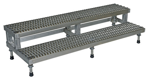 Vestil Stainless Steel Adjustable Step Mate Stand - 2 Step 22-7/8 In. x 59-3/4 In. x 15-1/4 In. 500 lb - Silver