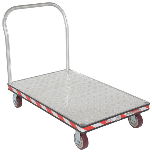 Vestil Aluminum Heavy Duty Tread Plate Platform Truck - 30 In. x 48 In. 3600 lb - Silver