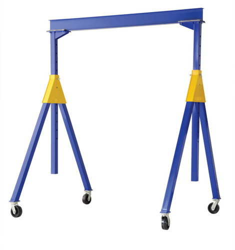 Vestil Steel Knock-Down Adjustable Height Gantry Crane with Phenolic Casters - 10 Ft. Wide x 14 Ft. Max Usable Height 4,000 lb - Blue