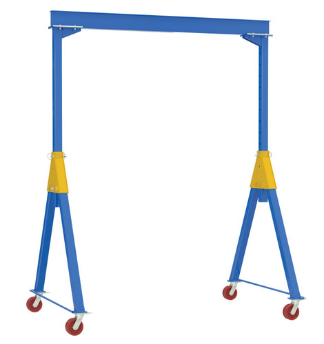 Vestil Steel Knock-Down Adjustable Height Gantry Crane with V-Groove Ductile Steel Casters - 20 Ft. Wide x 16 Ft. Max Usable Height 8,000 lb - Blue
