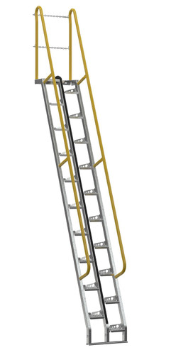 Vestil Galvanized Alternate Tread Stair - 68 Degrees 68-1/2 In. x 23-1/2 In. x 185-5/8 In. 350 lb - Silver