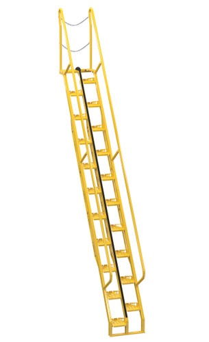 Vestil Steel Alternate Tread Stair - 56 Degrees 114-1/8 In. x 23-1/2 In. x 198-5/8 In. 350 lb - Yellow