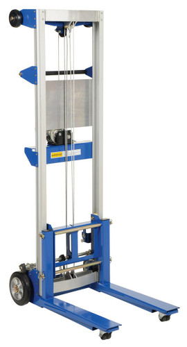 Vestil Aluminum/Steel Fixed Straddle Manual Hand Winch Lift Trucks - 500 lb - Silver/Blue