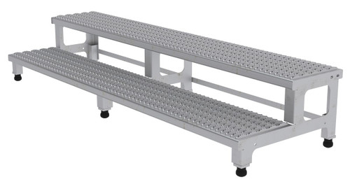 Vestil Stainless Steel Adjustable Step Mate Stand - 2 Step 22-7/8 In. x 71-3/4 In. x 15-1/4 In. 500 lb - Silver