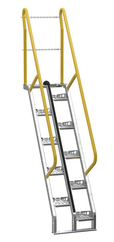 Vestil Galvanized Alternate Tread Stair - 56 Degrees 57-1/2 In. x 23-1/2 In. x 114-1/4 In. 350 lb - Silver
