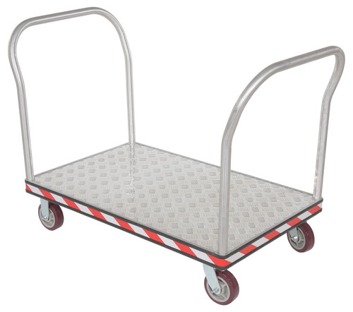 Vestil Aluminum Heavy Duty Dual Handle Tread Plate Platform Truck - 30 In. x 48 In. 3600 lb - Silver