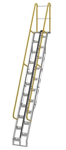 Vestil Galvanized Alternate Tread Stair - 68 Degrees 73-1/2 In. x 23-1/2 In. x 198 In. 350 lb - Silver
